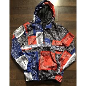 Reason Brand Anorak Hooded Windbreaker Bandanna Multicolor Pullover MENS M